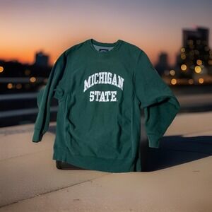 Vintage Michigan State Sweatshirt Men's S/M Steve & Barry's Crewneck Green MSU